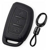 JVCV® Soft TPU Key Cover with Premium Metal Keychain – Matte Black Pattern – Compatible with Hyundai Creta, i10, Grand i20, Elite i20, i20 Active, Verna 4S, Tucson, Elantra & Grand i10 Nios – 3 Button Smart Key
