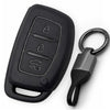 JVCV® Soft TPU Key Cover with Premium Metal Keychain – Matte Black Pattern – Compatible with Hyundai Creta, i10, Grand i20, Elite i20, i20 Active, Verna 4S, Tucson, Elantra & Grand i10 Nios – 3 Button Smart Key