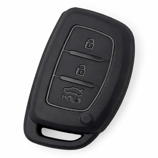JVCV® Soft TPU Key Cover – Matte Black Pattern – Compatible with Hyundai Creta, i10, Grand i20, Elite i20, i20 Active, Verna 4S, Tucson, Elantra & Grand i10 Nios – 3 Button Smart Key