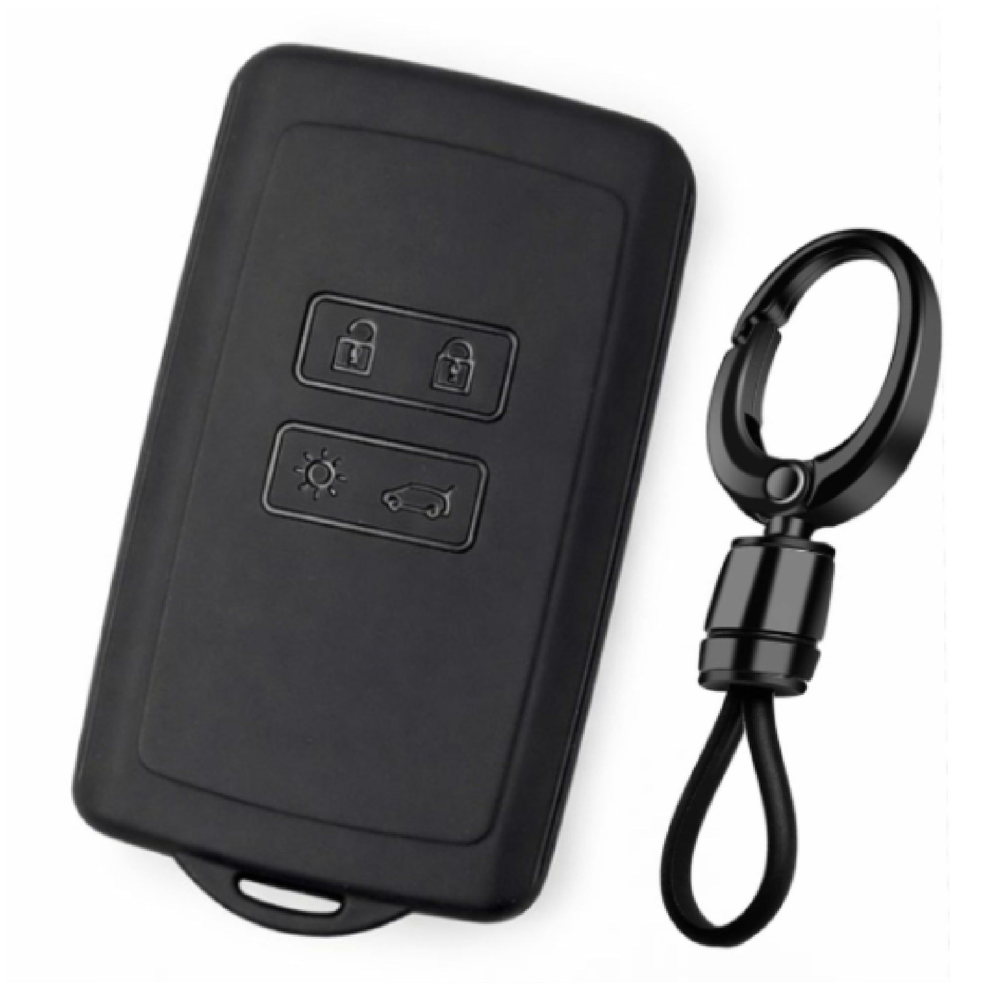 JVCV® Soft TPU Key Cover with Premium Metal Keychain – Matte Black Pat