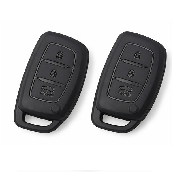 JVCV® Soft TPU Key Cover – Matte Black Pattern – Compatible with Hyundai Creta, i10, Grand i20, Elite i20, i20 Active, Verna 4S, Tucson, Elantra & Grand i10 Nios – 3 Button Smart Key