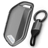 JVCV® Soft TPU Transparent Key Cover with Premium Metal Keychain – Transparent Black – Compatible with Kia Seltos 2026, Syros, EV6 & EV9 – 4 Button Smart Key