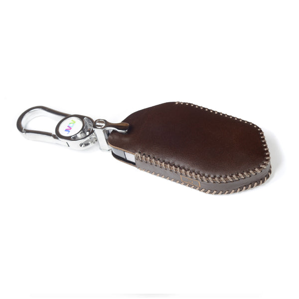 JVCV® Handmade Leather Key Cover – Premium Protective Case – Compatible with Kia Seltos 2026, Syros, EV6 & EV9 – 4 Button Smart Key