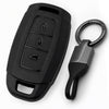 JVCV® Soft TPU Matte Black Key Cover with Premium Metal Keychain – Compatible with Hyundai Verna – 3 Button Smart Key