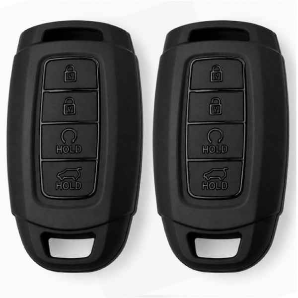 JVCV® Soft TPU Matte Black Key Cover – Compatible with Hyundai Verna & i20 N Line – 4 Button Smart Key