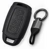 JVCV® Soft TPU Matte Black Key Cover with Premium Metal Keychain – Compatible with Hyundai Verna & i20 N Line – 4 Button Smart Key