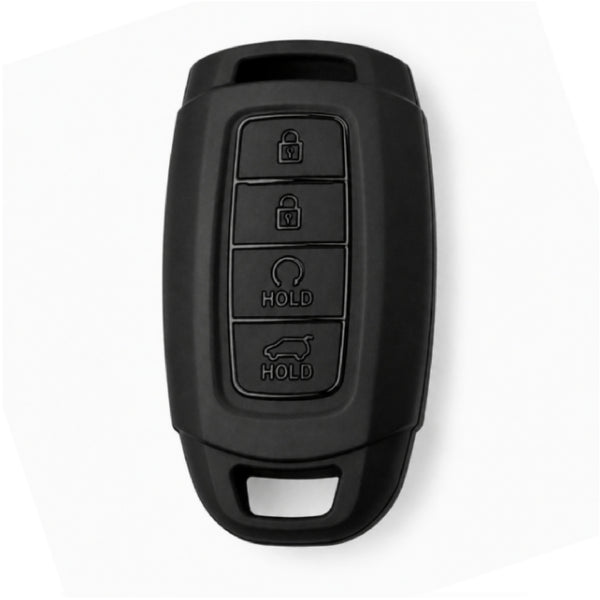 JVCV® Soft TPU Matte Black Key Cover – Compatible with Hyundai Verna & i20 N Line – 4 Button Smart Key