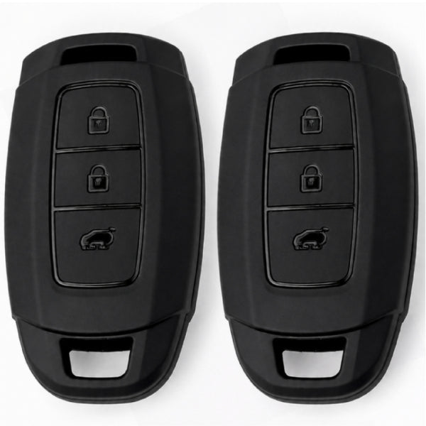 JVCV® Soft TPU Key Cover – Matte Black Pattern – Compatible with Hyundai Verna – 3 Button Smart Key