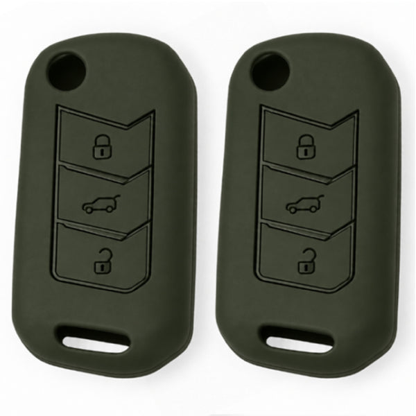JVCV® Soft TPU Key Cover – Military Green Matte Finish – Compatible with Mahindra XUV700, Thar, Bolero, Scorpio, Scorpio N, XUV300, TUV300 & XUV400 EV – 3 Button Flip Key