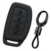 JVCV® Soft TPU Key Cover with Premium Metal Keychain – Matte Black Finish – Compatible with Hyundai Alcazar & Creta 4 Button Smart Key