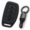 JVCV® Soft TPU Key Cover with Premium Metal Keychain – Matte Black Finish – Compatible with Hyundai Alcazar & Creta 4 Button Smart Key