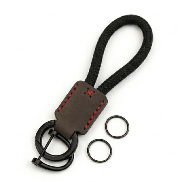 JVCV® Premium Braided Keychain with Leather Accent – Durable Car Key Holder Loop | Stylish Everyday Carry Keyring