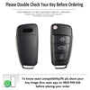 JVCV® Soft Handmade Lychee Pattern Leather Key Cover Compatible with Audi A1 A3 A6 Q2 Q3 Q7 TT TTS R8 S3 S6 RS3 Folding Key