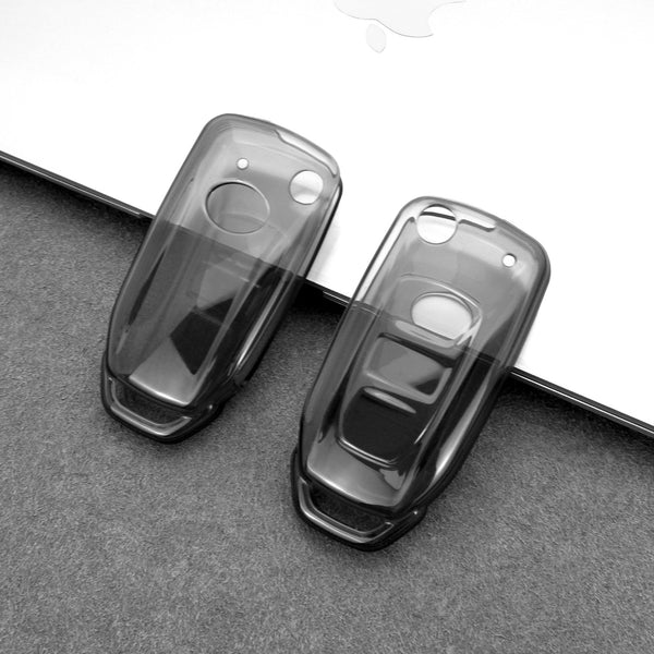 JVCV® 2 Pack Soft TPU Transparent Cover Compatible with Tata Tiago Tigor Punch Nexon Zest Bolt Safari Storme Flip Key (Transparent Black)
