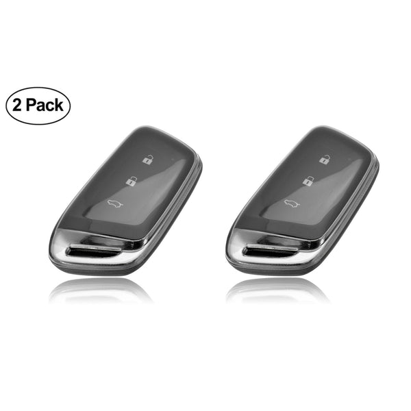 JVCV® 2 Pack Soft TPU Transparent Cover Compatible with MG Hector and Hector Plus Smart Key (Transparent Black)