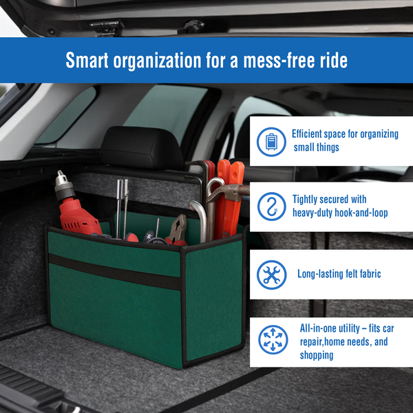 JVCV® Large Anti-Slip Car Trunk Organizer – Heavy-Duty Foldable Boot Storage for SUVs, Sedans & Trucks