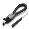 2 Pack Genuine Leather Keychain with Zinc Alloy Buckle Keyring