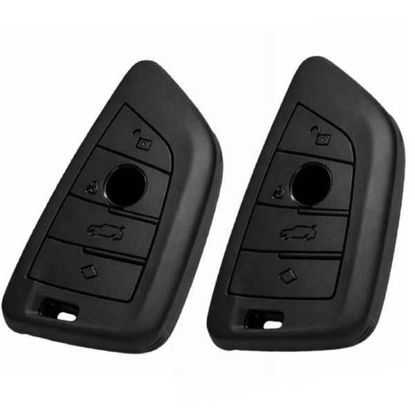 JVCV® Soft TPU Key Cover – Matte Black Pattern – Compatible with BMW X1, X3, X5, X6, 5 Series, 6 Series & 7 Series – 4 Button Blade Smart Key