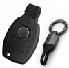 JVCV® Soft TPU Key Cover with Premium Metal Keychain – Matte Black Pattern – Compatible with Mercedes-Benz C, E, M, S, CLS, CLK, GLK, GLC & G-Class – 3 Button Smart Key