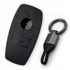 JVCV® Soft TPU Key Cover with Premium Metal Keychain – Matte Black Pattern – Compatible with Benz E Series Smart Key