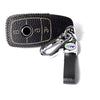 JVCV® Soft Handmade Lychee Pattern Leather Key Cover Compatible with Benz E Series 3 Button Smart Key