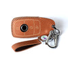 JVCV® Soft Handmade Lychee Pattern Leather Key Cover Compatible with Benz E Series 3 Button Smart Key