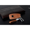 JVCV® Soft Handmade Lychee Pattern Leather Key Cover Compatible with Benz E Series 3 Button Smart Key