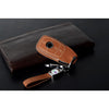 JVCV® Soft Handmade Lychee Pattern Leather Key Cover Compatible with Benz E Series 3 Button Smart Key