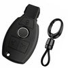 JVCV® Soft TPU Key Cover with Premium Metal Keychain – Matte Black Pattern – Compatible with Mercedes-Benz C, E, M, S, CLS, CLK, GLK, GLC & G-Class – 3 Button Smart Key