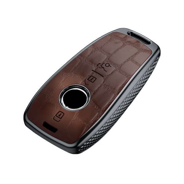 JVCV® Premium ABS Crocodile Pattern Key Cover with Keychain – Compatible with Mercedes-Benz E-Class W211/W213, AMG Smart Key