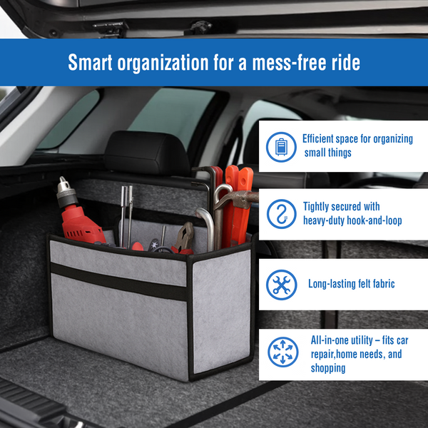 JVCV® Large Anti-Slip Car Trunk Organizer – Heavy-Duty Foldable Boot Storage for SUVs, Sedans & Trucks