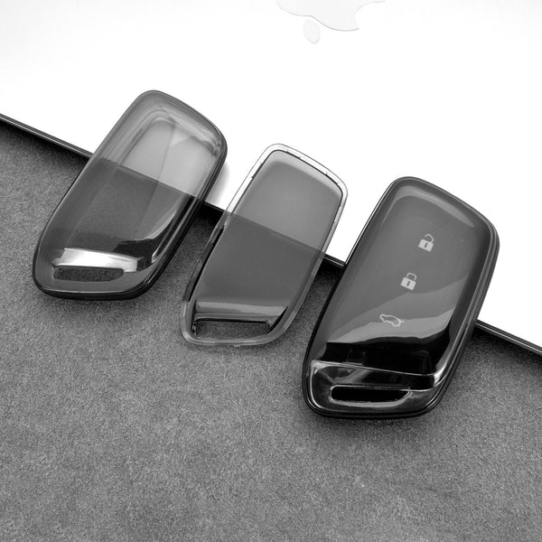 JVCV® 2 Pack Soft TPU Transparent Cover Compatible with MG Hector and Hector Plus Smart Key (Transparent Black)