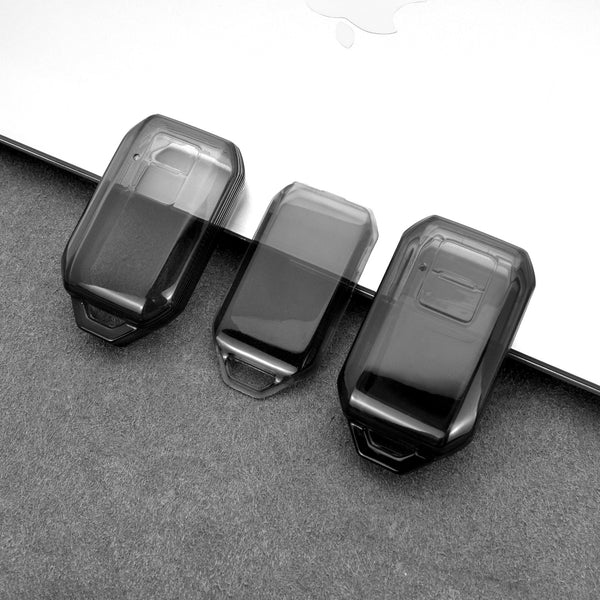 JVCV® Soft TPU Transparent Cover Compatible with MG Hector and Hector Plus Smart Key (Transparent Black)