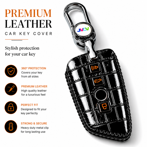 JVCV® Handmade Leather Crocodile Pattern Key Cover – Compatible with BMW 2, 3, 5, 6, 7 Series, X1, X2, X3, X5, X6 – Blade Smart Key