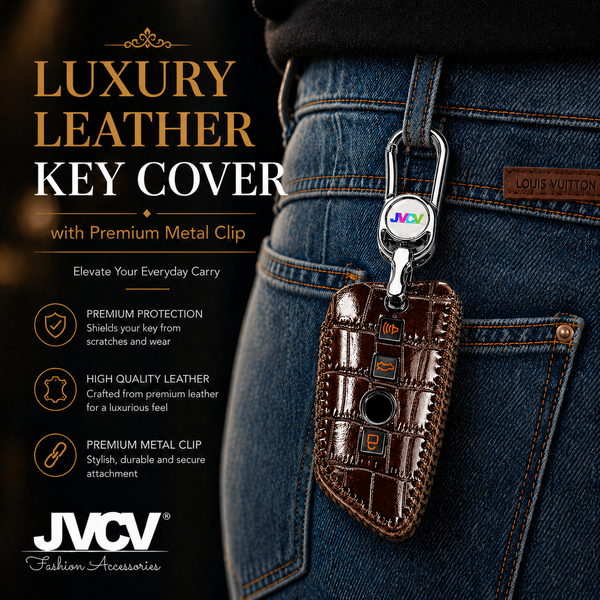 JVCV® Handmade Leather Crocodile Pattern Key Cover – Compatible with BMW 2, 3, 5, 6, 7 Series, X1, X2, X3, X5, X6 – Blade Smart Key