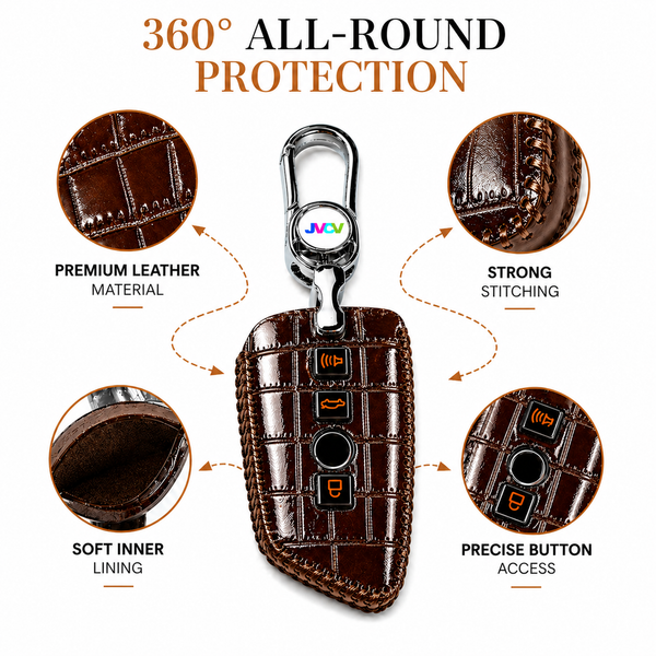 JVCV® Handmade Leather Crocodile Pattern Key Cover – Compatible with BMW 2, 3, 5, 6, 7 Series, X1, X2, X3, X5, X6 – Blade Smart Key