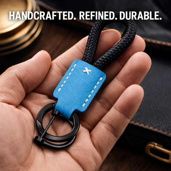 JVCV® Premium Braided Keychain with Leather Accent – Durable Car Key Holder Loop | Stylish Everyday Carry Keyring