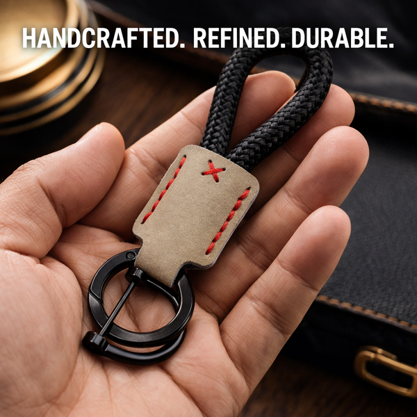 JVCV® Premium Braided Keychain with Leather Accent – Durable Car Key Holder Loop | Stylish Everyday Carry Keyring