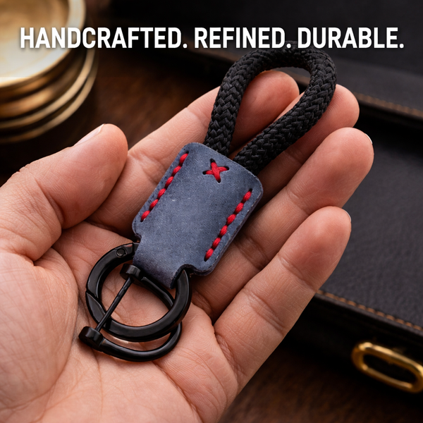 JVCV® Premium Braided Keychain with Leather Accent – Durable Car Key Holder Loop | Stylish Everyday Carry Keyring