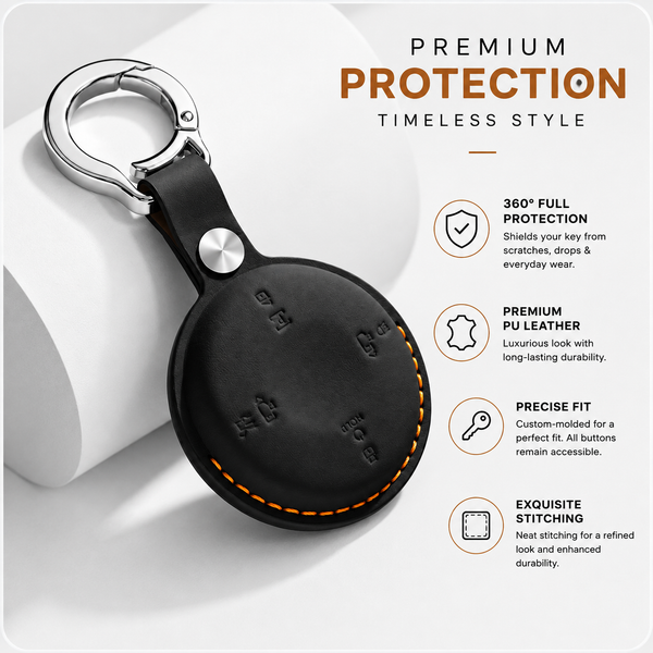 JVCV® Premium Leather Key Cover Compatible with Tata Harrier EV & Sierra EV Smart Key | Luxury Car Key Cover | 360° Scratch & Drop Protection