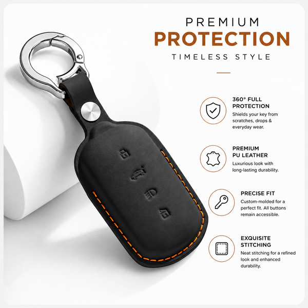 JVCV® Premium Leather Key Cover Compatible with Tata Sierra, Safari Petrol, Harrier Petrol, Curvv & Curvv EV Smart Key | Luxury Car Key Case | 360° Scratch & Drop Protection