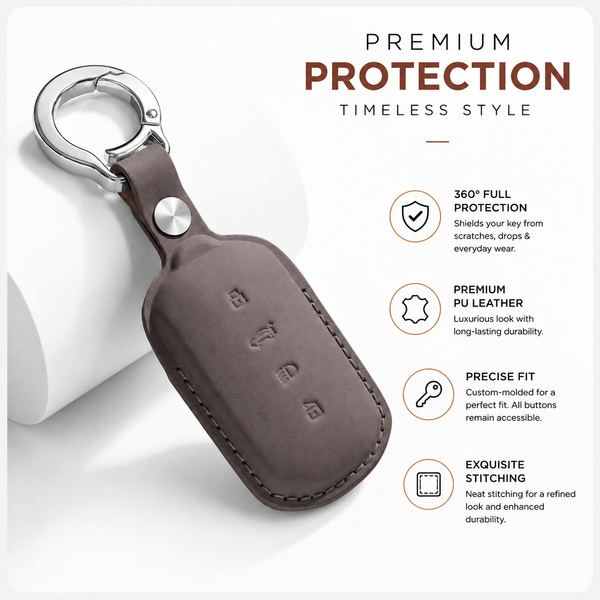 JVCV® Premium Leather Key Cover Compatible with Tata Sierra, Safari Petrol, Harrier Petrol, Curvv & Curvv EV Smart Key | Luxury Car Key Case | 360° Scratch & Drop Protection
