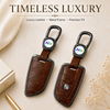JVCV® Premium Metal & Leather Key Cover – Compatible with BMW X1, X3, X5, X6, 5 Series, 6 Series & 7 Series – 4 Button Blade Smart Key | Luxury Protective Key Case