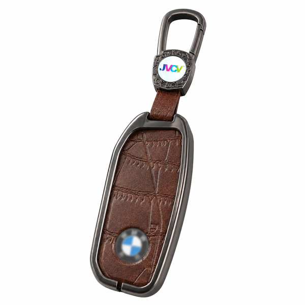 JVCV® Premium Metal & Leather Key Cover Compatible with BMW New 7 Series 740i, 760i, X1, X5, X7, XM, iX & i7 Smart Key | Luxury Protective Key Case