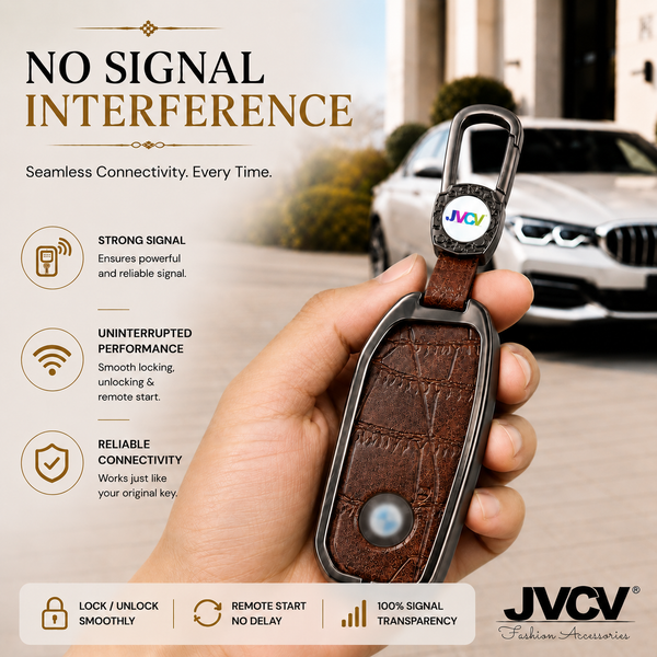 JVCV® Premium Metal & Leather Key Cover Compatible with BMW New 7 Series 740i, 760i, X1, X5, X7, XM, iX & i7 Smart Key | Luxury Protective Key Case