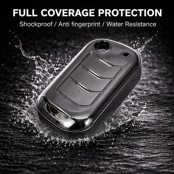 JVCV® Soft TPU Transparent Black Key Cover with Premium Metal Keychain – Compatible with Mahindra XUV700, 3XO, Thar, Marazzo, Bolero, Scorpio, Scorpio N, XUV300, TUV300 Plus & XUV400 EV – 3 Button Flip Key