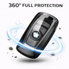 JVCV® Soft TPU Transparent Key Cover – Transparent Black Finish – Compatible with BMW X4, X3, 5 Series, 6 Series, 3 Series & 7 Series 4 Button Smart Key