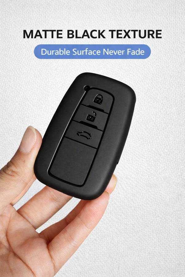 JVCV® Soft TPU Key Cover with Premium Metal Keychain – Matte Black Pattern – Compatible with Toyota Camry Smart Key