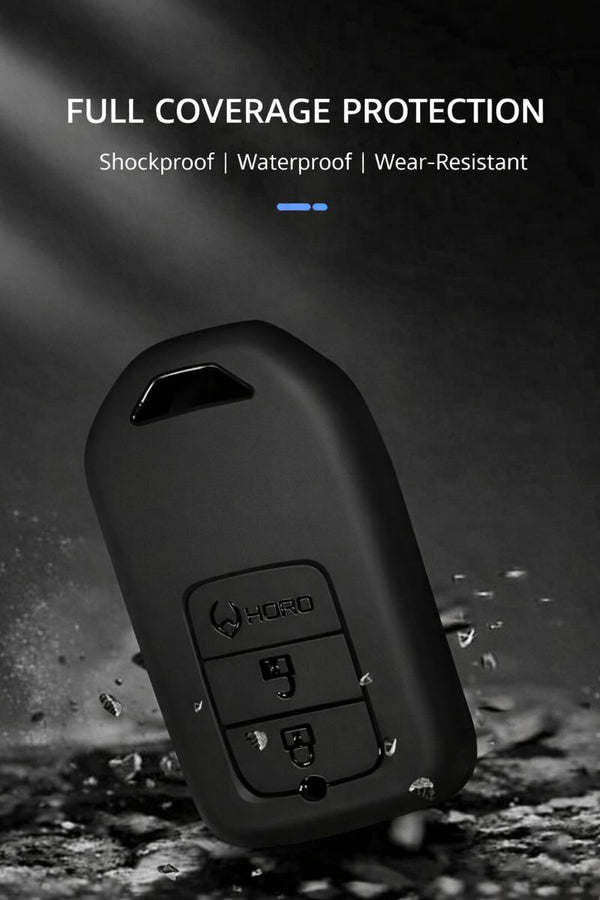 JVCV® Soft TPU Key Cover with Premium Metal Keychain – Matte Black Pattern – Compatible with Honda City, Elevate, Civic, Jazz, Amaze, CR-V, WR-V & BR-V – 3 Button Smart Key
