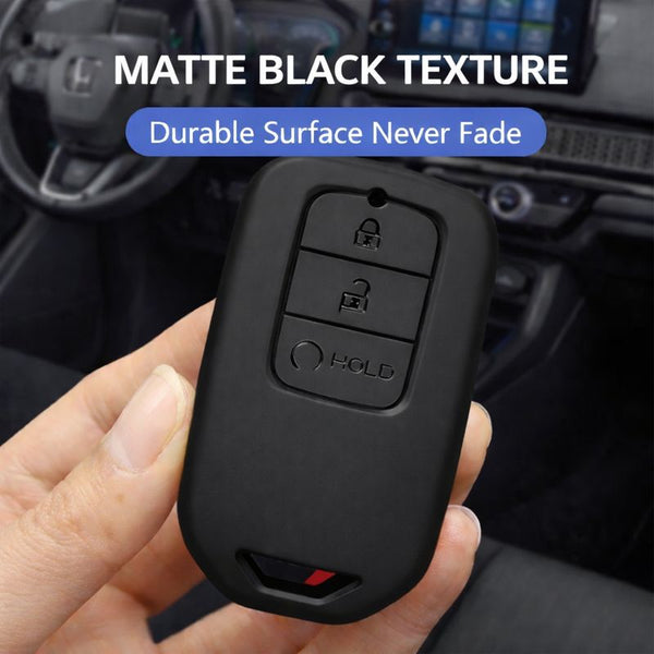 JVCV® Soft TPU Key Cover Combo (Matte Black + Transparent Black) – Compatible with Honda City, Elevate, Civic, Jazz, Amaze, CR-V, WR-V & BR-V – 3 Button Smart Key
